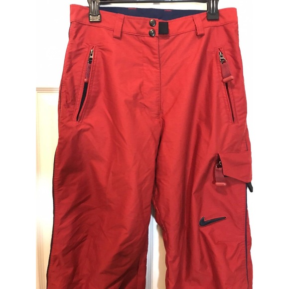 Women's NIKE ACG Snow Pants, Size 8-10, Red Orange with Blue Piping - Picture 11 of 16
